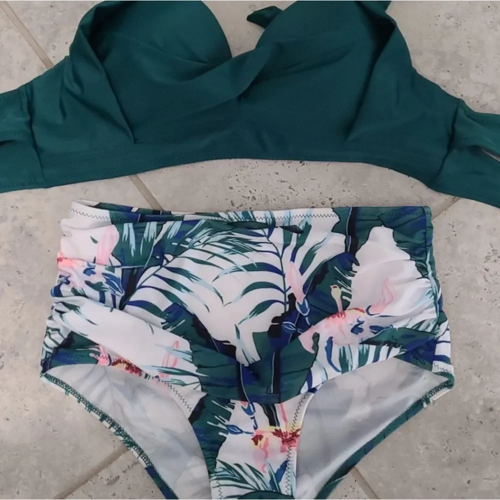 Sexy Leaf Print Push Up Bikinis Set Swimwear Women - Picture 2 of 4